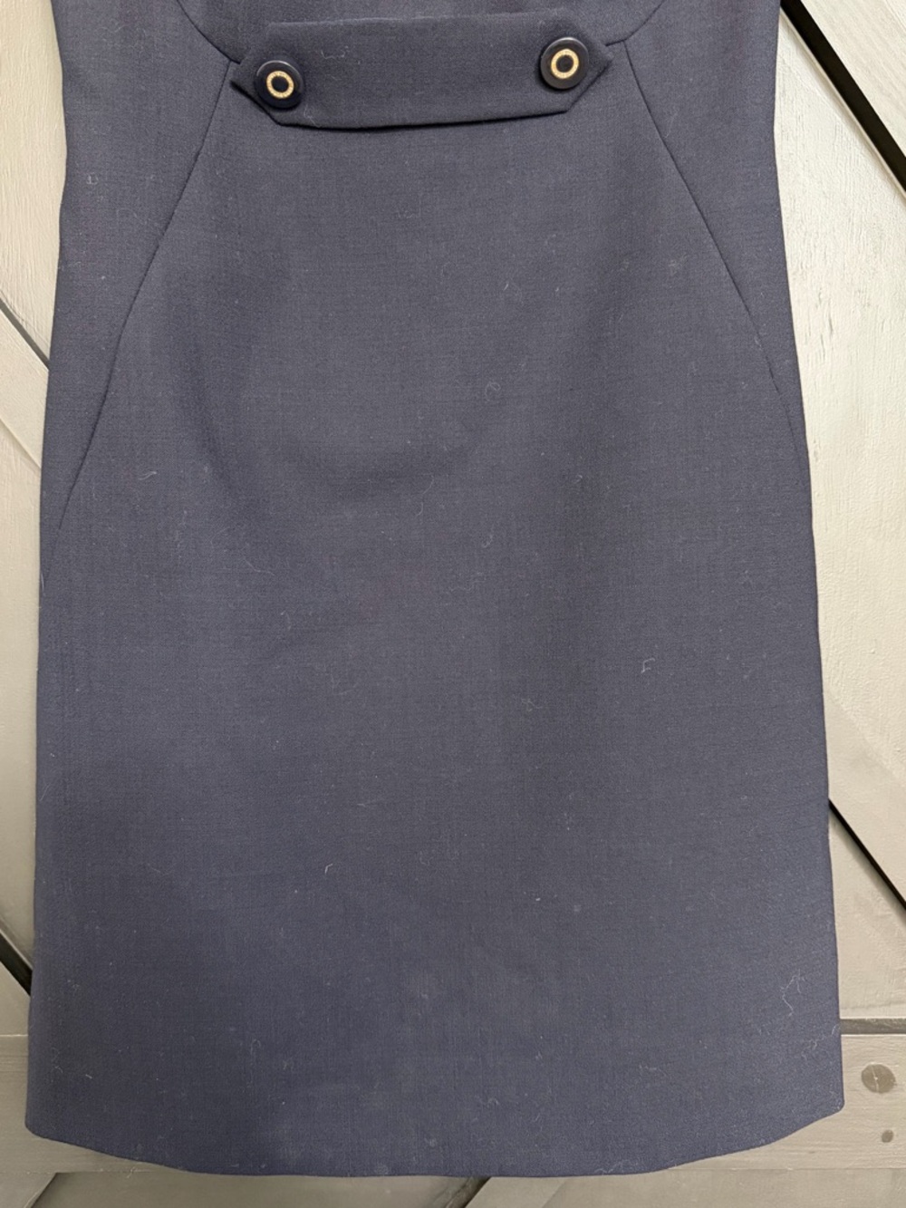 Tory Burch Sleeveless A-Line Wool Blend Dress in Navy Blue, Size 6 - Picture 4 of 11